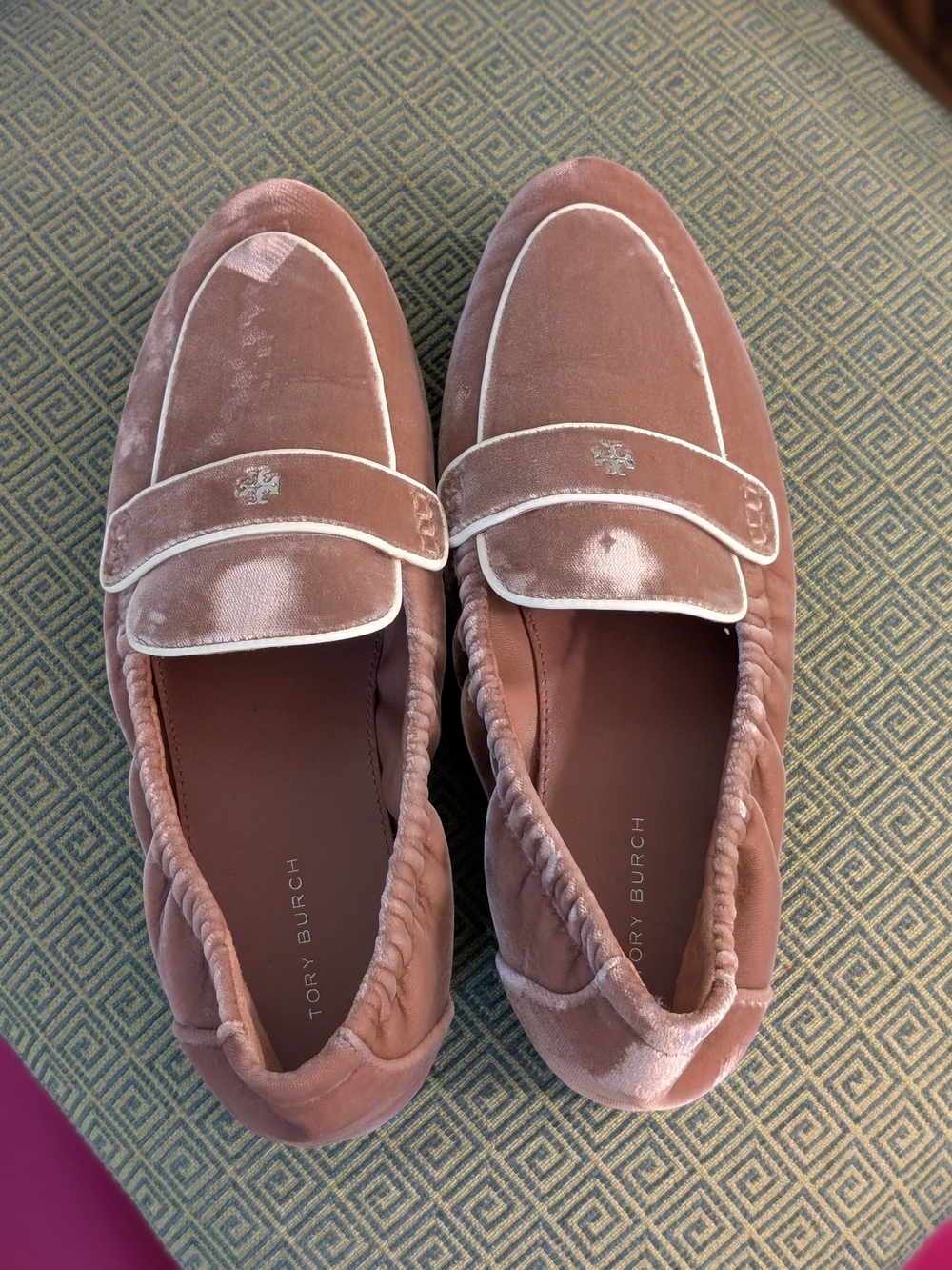 Tory Burch Women's Velvet Penny Loafers in Dusty Pink
